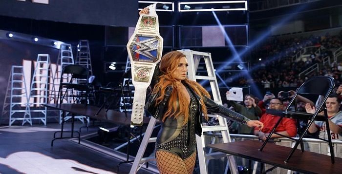 The Man entering the ring as Smackdown Women's Champion at TLC 2018
